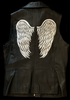 <strong>HAND PAINTED LEATHER ANGEL WING LEATHER VEST</strong> BLACK