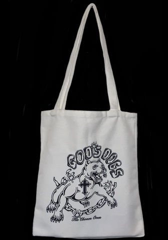 <strong>GODS DOGS PRINTED CANVAS BOOK BAG </strong> CREAM