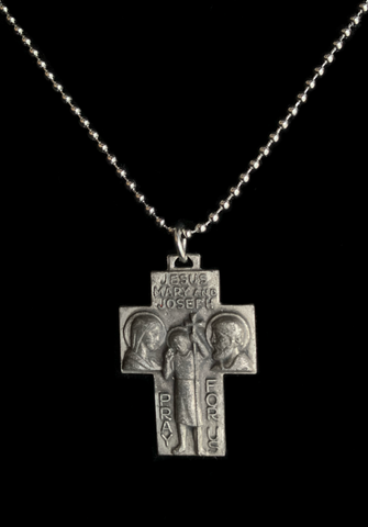 <strong>CREED STERLING JESUS MARY JOSEPH TRINITY CRUCIFIX NECKLACE </strong>